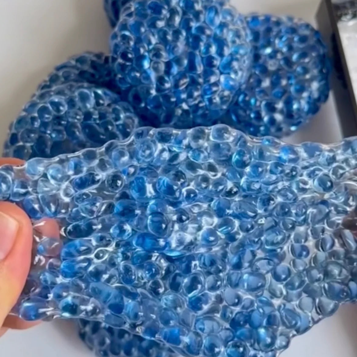 Blue Crystal Bead Stress Ball Squishy Toy